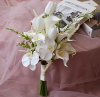 Bunga Tulip Calla Lily Buatan Putih Buket Pengantin Fotografi Pernikahan Gaya Korea Alat Peraga Studio Foto Dekorasi