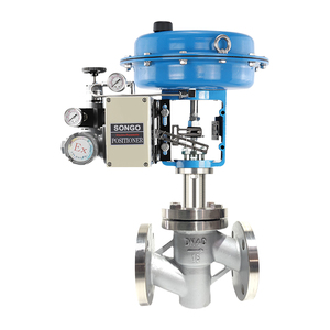 Válvula de Globo Neumática de Diafragma Único Tipo Dividido PN25 SS304 con Brida de Control de PTFE - Product Image 1