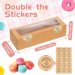 Boîtes à macarons avec fenêtre, boîtes à biscuits avec autocollants, contenants cadeaux longs pour la Saint-Valentin, pour chocolats enrobés - Product Image 2