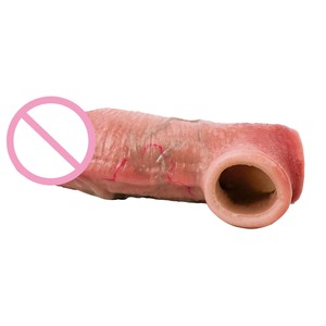 Fundas realistas para pene con textura de piel gruesa, extensor de pene con cubierta para testículos, para mayor placer sexual en pareja y retraso en la eyaculación. Condones. - Product Image 4