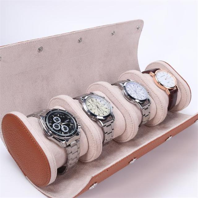 Manufacturer Handmade 4 Slots Luxury  Roll Leather Gift Watch Boxes case