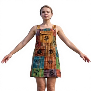 New Stylish High Waist Knee Length Cotton <b>Mini</b> Jumpsuit for Women Summer Romper with <b>Vintage</b> Design Comfortable and Breathable - Product Image 1