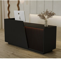 Meubles de bureau modernes en MDF + LED, comptoir de réception noir pour salon de beauté, hôtels, gymnases ou magasins de vêtements
