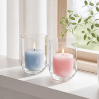 Support de bougie en verre transparent à base arquée, petit modèle, pour décoration d'ambiance domestique, vente en gros