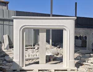 <span class=keywords><strong>Cheminée</strong></span> en marbre autoportante sur mesure avec design traditionnel sculpté à la main pour usage intérieur en hôtel, cheminées en pierre - Product Image 3