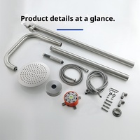 Ensemble de douche extérieure transfrontalier pour villas, piscines et centres de baignade - autoportant, à poser au sol, finition brossée, eau chaude/froide