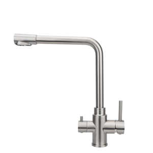 Venta caliente cepillo satinado 3 vías grifos de acero inoxidable 3 vías <span class=keywords><strong>grifo</strong></span> <span class=keywords><strong>doble</strong></span> manija 360 rotación libre grifos de ósmosis - Product Image 6