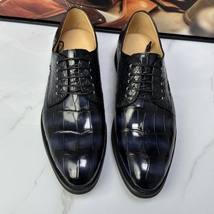 Zapatos Oxford de vestir formales con cordones y punta cuadrada para hombre, 100% cuero de cocodrilo, suela de goma, para todas las estaciones, para oficina. - Product Image 4