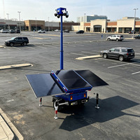 Caméra de sécurité solaire extérieure sur remorque, système de surveillance mobile CCTV multi-lentilles pour la sécurité des chantiers