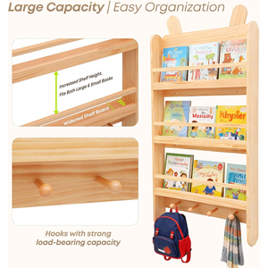Estantería de Madera para Niños, Estantería de <span class=keywords><strong>Pared</strong></span> de 3 Niveles, Organizador de Libros para Habitación Infantil, Cuarto de Bebé, Dormitorio - Product Image 5
