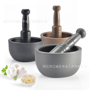 Mortar And Pestle Set Black And Gray Manual Herb Grinder Garlic Mincer Versatile Kitchen Tool For Crushing Spices And Herbs - Product Image 4