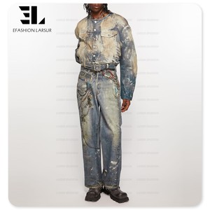 LARSUR fábrica personalizada 3D Full Dtg <span class=keywords><strong>Dgt</strong></span> All Over Print Denim Jacket Bomber Crop Boxy Trompe L'oeil Loeil Digital Jeans Jacket hombres - Product Image 5