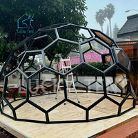 Ford bleu verre dôme hôtel tente hexagonale verre trempé maison Igloo géodésique cadre en aluminium extérieur luxe Resort rond Camping