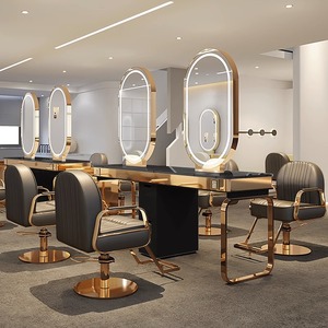 Miroir de coiffure double face haut de gamme Zs pour salons de coiffure et barbiers, avec éclairage dédié, fixation murale ou au sol, design simple face - Product Image 4