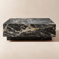 Table basse rectangulaire Cammy Stone Cosmic Gold Marble Low Plinth pour salon, mobilier multifonctionnel de luxe pour la maison
