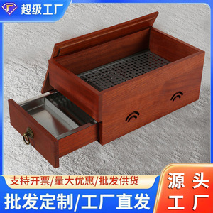 Barbecue portable en bois de charbon de bois, style occidental, avec bac à viande 30x18x14cm, pour fumage - Product Image 5