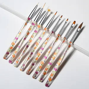 Pennelli a marchio privato 8 pezzi pennelli per pittura acrilica Set per Nail Art strumenti Design Gel Uv pennello per unghie