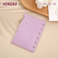 Hongbo Best Selling A7 Embossed Smooth Leather Loose Fly Leaf with Pouch and Card Slots for Budget Binder