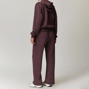 DTZ8952-<span class=keywords><strong>3</strong></span> 女式两件套超大半拉链卫衣阔腿运动裤休闲套装 - Product Image 4