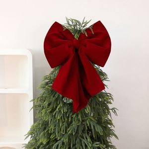 Lazo de Terciopelo Borgoña de 35*30cm para Decoración de Navidad, Cumpleaños, Bodas, Fiestas, Ventanas, Tiendas, Adorno para Árbol de Navidad - Product Image 1