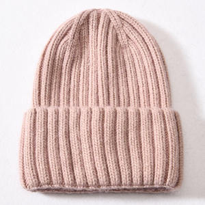 Nouvelle mode, vente en gros, bonnet d'hiver en tricot uni, bonnets en cachemire personnalisés, chauds et doux à revers et à rayures, de haute qualité - Product Image 4