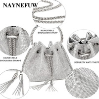 2025 Guangzhou Haute Qualité Usine Personnalisée Tout Logo Sac à Main Seau en Strass Classique Sac à Bandoulière Pochette de Soirée pour Femmes