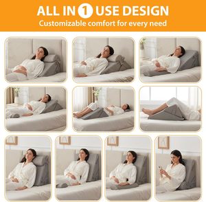Coussin de chevet multifonctionnel en trois pièces Coussin de dossier de canapé Coussin compensé en mousse à mémoire de forme Motif solide <span class=keywords><strong>Oreiller</strong></span> de taille pour chambre à coucher <span class=keywords><strong>Amazon</strong></span> - Product Image 2