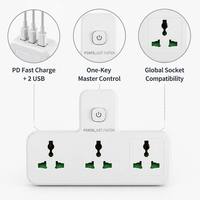 Multiprise universelle 3 voies avec logo personnalisé, résistante au feu IP20, câble de 0,5 m, charge rapide PD, vente en gros