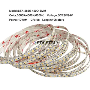 Outdoor Indoor Decorations Strip Lights High Lumen CRI98 DC24V 12W LED Strip Tape Light 120leds/m SMD 2835 Flexible Led Strip