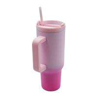 Nouveau gobelet en verre isolé en acier inoxydable de 40oz avec couvercle anti-déversement avec poignée avec paille