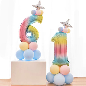 Palloncino Set di anni per bambini colore gradiente digitale a colori digitale colonna di alluminio pellicola <span class=keywords><strong>palloncini</strong></span> per buon compleanno - Product Image 2