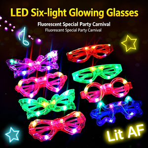 Lunettes LED pas chères, plusieurs formes, clignotantes, en plastique, jouets lumineux, vente en gros, parfaites pour concerts, anniversaires, lunettes LED lumineuses - Product Image 1