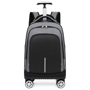 Trolley <b>Backpack</b> 18 In Solid Color Retractable Handle School Education For Boys - Product Image 3