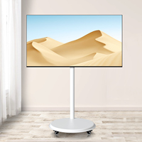 Stand TV Lantai Tunggal Beroda 24-50 Inch 30KG Putar 360 Derajat Troli Monitor Mobile VESA 200x200 Baja Canai Dingin