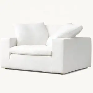 Penjualan langsung pabrik baru furnitur ruang tamu modern gaya Amerika desainer kain putih sofa duduk tunggal