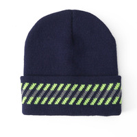 Gorro Casual Ajustable de Doble Capa de Jacquard Acrílico con Borde Plegable y Tiras Reflectantes para Actividades Nocturnas al Aire Libre; Cálido