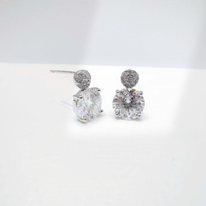 Custom plata 925 sterling silver Oval <b>Crystal</b> Rhinestone <b>earring</b> fashion Classic cubic zirconia 18k Gold Plated <b>Stud</b> <b>Earrings</b> - Product Image 4