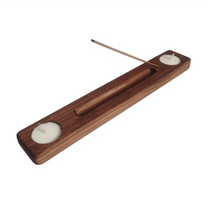 Quemador de Incienso y Portavelas de Madera de Acacia de Lujo, Ecológico, Estilo Japonés, para Uso Religioso en Lugares Sagrados - Product Image 1
