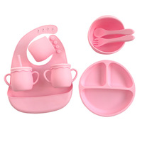 Ensemble de vaisselle et plateau d'alimentation pour bébé en silicone de qualité alimentaire, style minimaliste, avec ventouse, best-seller transfrontalier