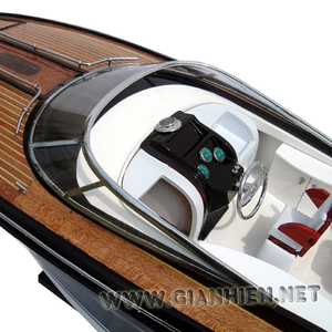 RIVARAMA Modèle de bateau en bois fabriqué à la main violet foncé peint cadeau de nouveauté - Product Image 1