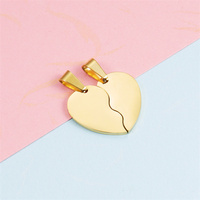 Collier personnalisé en acier inoxydable avec pendentif en forme de cœur cassé pour couples, vente en gros