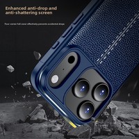 Coque arrière en cuir style Litchi pour iPhone 17 Pro Max, en TPU souple antichoc, luxe uni pour iPhone 17 Air 16 Pro Max 15 Plus