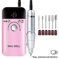 Ponceuse à ongles professionnelle 30W portable avec moteur brushless 45000 tr/min, rechargeable par USB, en acier inoxydable, pour manucure et pédicure (version US)