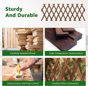 Treillis de jardin extensible pour plantes grimpantes en plein air, panneaux muraux de clôture en treillis en <span class=keywords><strong>bois</strong></span> pour l'extérieur, pour plantes grimpantes - Product Image 2