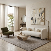 Canapé de luxe en bouclette, ensemble design crème pour grands et petits appartements, idéal pour hôtels et salons, canapé sectionnel