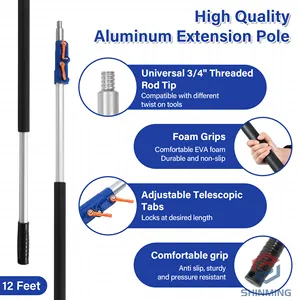 3,5 metros 12 pies de alto alcance de gran altura telescópico poste de aluminio cepillo de telaraña