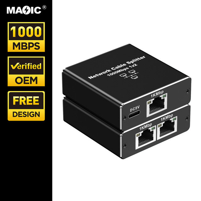 OEM 1000Mbps Cable Splitter 1x2 RJ45 Network Switches for PC