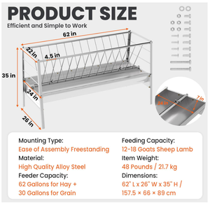 Équipement d'élevage, auge à nourriture pour chèvres de 1 m de long, auge d'alimentation pour moutons - Product Image 3