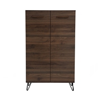 Mueble Multiusos SAMOS de Color Nogal, Diseño Escandinavo, Estructura Metálica, Unidad de Almacenamiento para Sala de Estar, 5+
