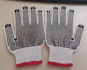 Çift taraflı beyaz pamuklu eldiven eldiven ile doğal % PVC noktalar örgü - Product Image 2